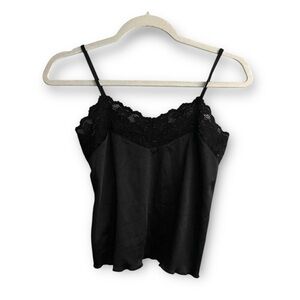 Elegant Black Lace Trim Cami Top